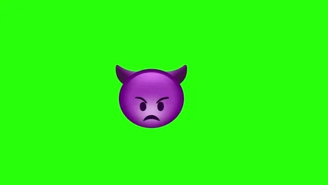 Purple devil emoji animation on green screen background Stock Footage 329406417