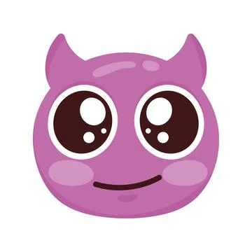 Purple devil emoji face character Stock Illustration