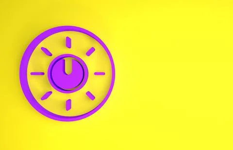Purple Dial knob level technology settings icon isolated on yellow background 스톡 일러스트