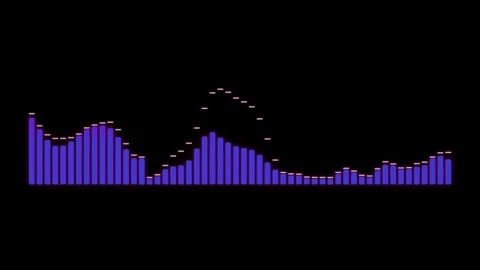 Purple digital audio equalizer bars moving on black background Stock-Footage 344952047