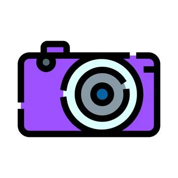 Purple digital camera icon for technology concept Stock Illustration