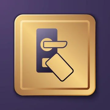 Purple Digital door lock with wireless technology for unlock icon isolated on Stock Illustration
