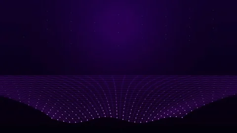 Purple digital grid surface with abstract wave motion for modern tech backg.. Stock Footage 346724418