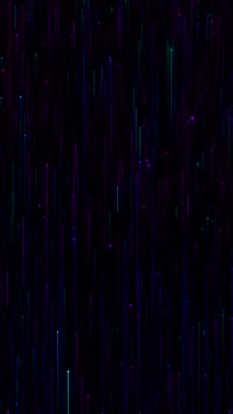 Purple digital particle rain vertical neon lines, teal dots, dark space, and fal Stock Footage 340527754