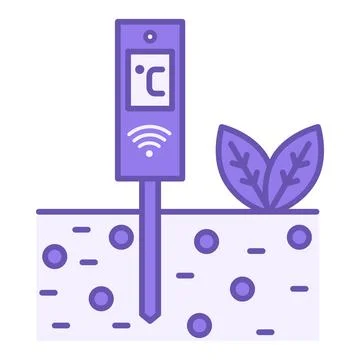 Purple Digital Temperature Probe Icon. Vector Illustration. Electronic Devi.. Stock Illustration