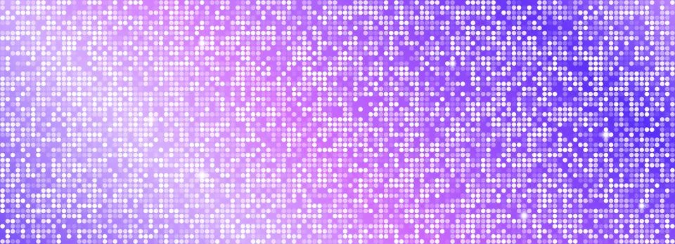 Purple disco party pattern background. Iridescent sequin mosaic texture Stock Illustration