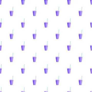 Purple disposable soda cups pattern background Stockillustratie