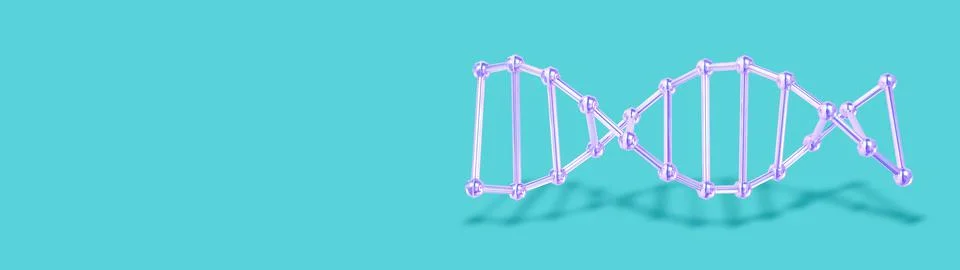 A purple DNA molecule on a blue background. 3d DNA illustration is realistic Stock Illustration