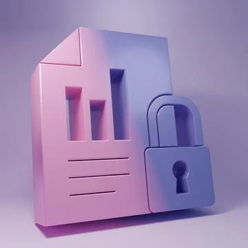 Purple Document and lock icon isolated on purple background. File format an.. Illustrazione stock