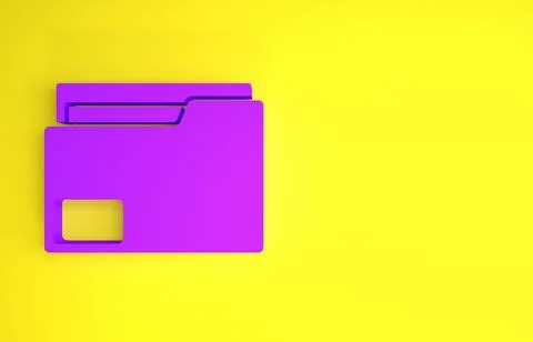 Purple Document folder icon isolated on yellow background. Accounting binder  Stock-Illustration
