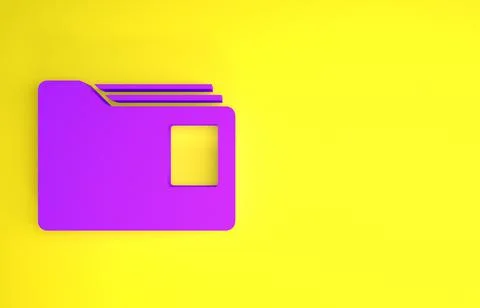 Purple Document folder icon isolated on yellow background. Accounting binder  Stock-Illustration