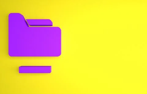Purple Document folder icon isolated on yellow background. Accounting binder  Stock-Illustration