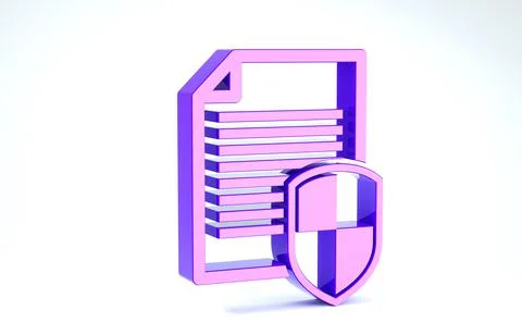 Purple Document protection concept icon isolated on white background. Confide Illustrazione stock