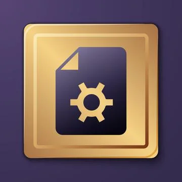 Purple Document settings with gears icon isolated on purple background. Software イラスト素材