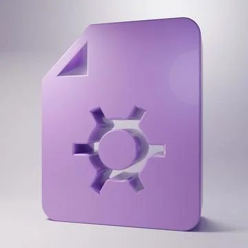 Purple Document settings with gears icon isolated on grey background. Softw.. Stock Illustration