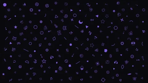 Purple Doodle Icons Pattern, Violet Symbols Drifting on Dark Blue Background Stock Footage 331545975