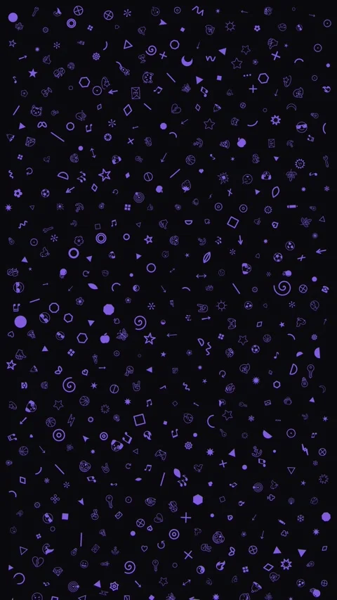 Purple Doodle Icons Pattern, Violet Symbols Drifting on Dark Blue Background Stock Footage 331545988