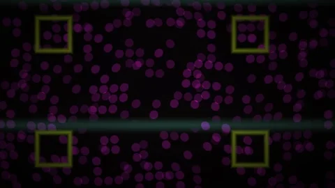 Purple dots on black background with yellow squares. Stock Footage 335539318