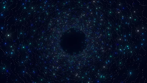 Purple Dots Circular Pattern Suspended In Air On Black Video Background Stock Footage 338220601