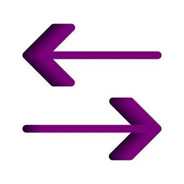 Purple double horizontal arrow, exchange icon, two way direction symbol Stock Illustration