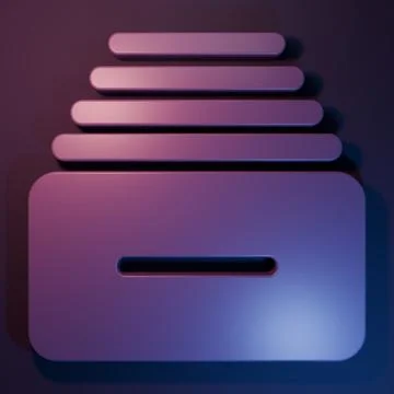Purple Drawer with documents icon isolated on purple-blue background. Archi.. Stock Illustration