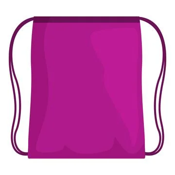 Purple drawstring backpack isolated on white background 스톡 일러스트