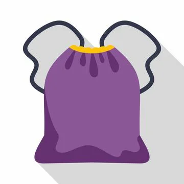 Purple drawstring bag icon for packaging Stock Illustration