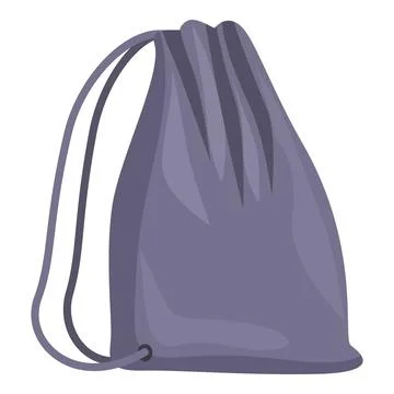 Purple drawstring bag isolated on white background Stock Illustration