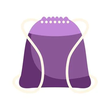 Purple drawstring gym bag accessory flat vector Stock Illustration
