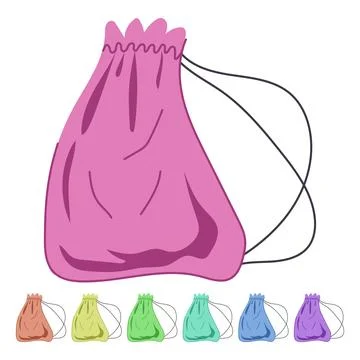 Purple drawstring sack storing precious items graphic 库存插图