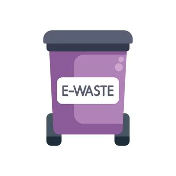 Purple e waste container promoting responsible recycling practices 库存插图
