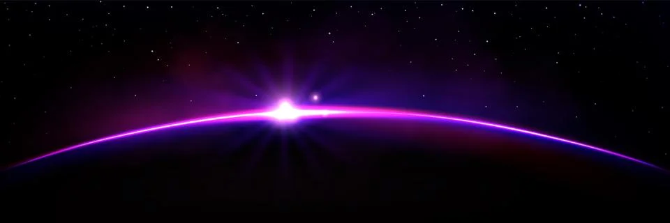 Purple earth planet light bg. Abstract sky sunrise Stock Illustration
