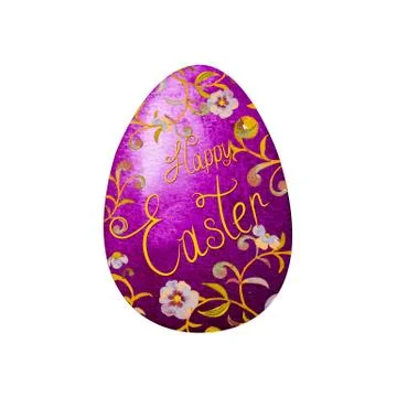 Purple Easter Egg decorated with colorful floral watercolor elements . Illustrazione stock