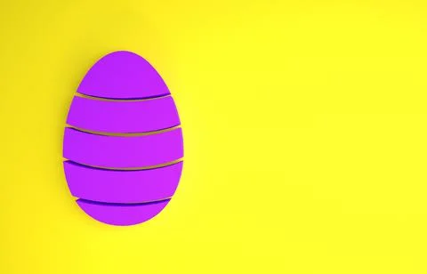 Purple Easter egg icon isolated on yellow background. Happy Easter. Minimalis Stock Illustration