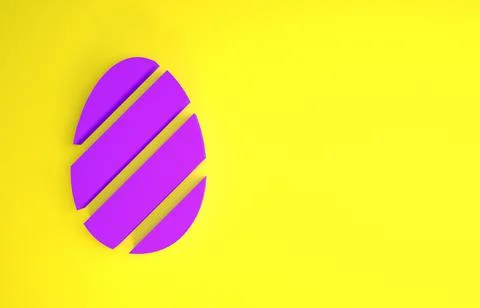 Purple Easter egg icon isolated on yellow background. Happy Easter. Minimalis 스톡 일러스트