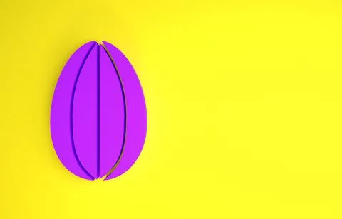 Purple Easter egg icon isolated on yellow background. Happy Easter. Minimalis Stockillustratie