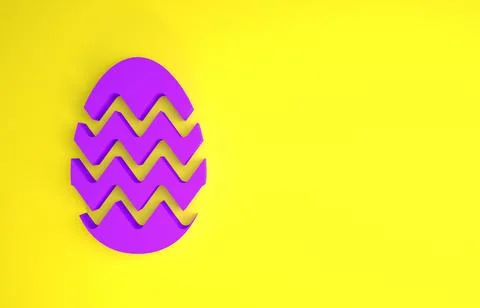 Purple Easter egg icon isolated on yellow background. Happy Easter. Minimalis Stock Illustration