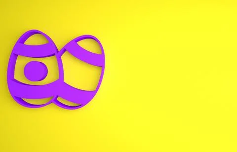 Purple Easter egg icon isolated on yellow background. Happy Easter. Minimalis Stock Illustration