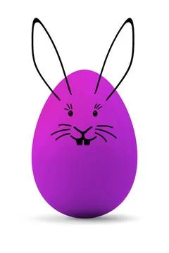A purple easter egg with a rabbit face 3d illustration of a purple easter ... Stock Photos