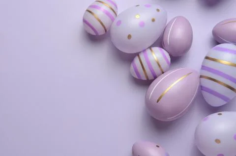 Purple Easter eggs on a purple background. Easter. 写真素材