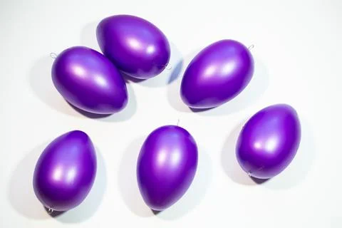 Purple easter eggs on white background Stock Photos
