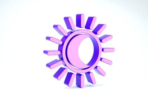 Purple Eclipse of the sun icon isolated on white background. Total sonar ecli Stock Illustration