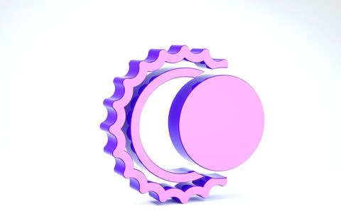 Purple Eclipse of the sun icon isolated on white background. Total sonar ecli Stock Illustration