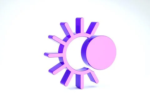 Purple Eclipse of the sun icon isolated on white background. Total sonar ecli Stock Illustration