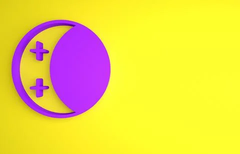 Purple Eclipse of the sun icon isolated on yellow background. Total sonar ecl Ilustração Stock