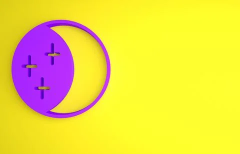 Purple Eclipse of the sun icon isolated on yellow background. Total sonar ecl Ilustração Stock