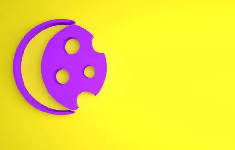 Purple Eclipse of the sun icon isolated on yellow background. Total sonar ecl Stock Illustration