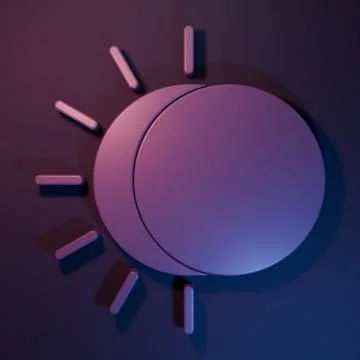 Purple Eclipse of the sun icon isolated on purple-blue background. Total so.. Illustrazione stock