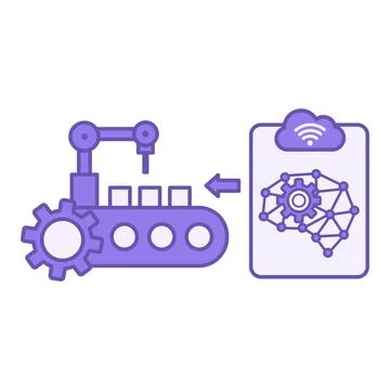 Purple Edge Computing Device Icon. Stock Illustration