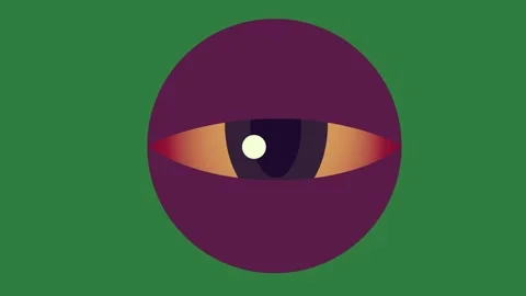 A purple egg with an orange eye and green screen design cartoonish movement Video stock 335146896